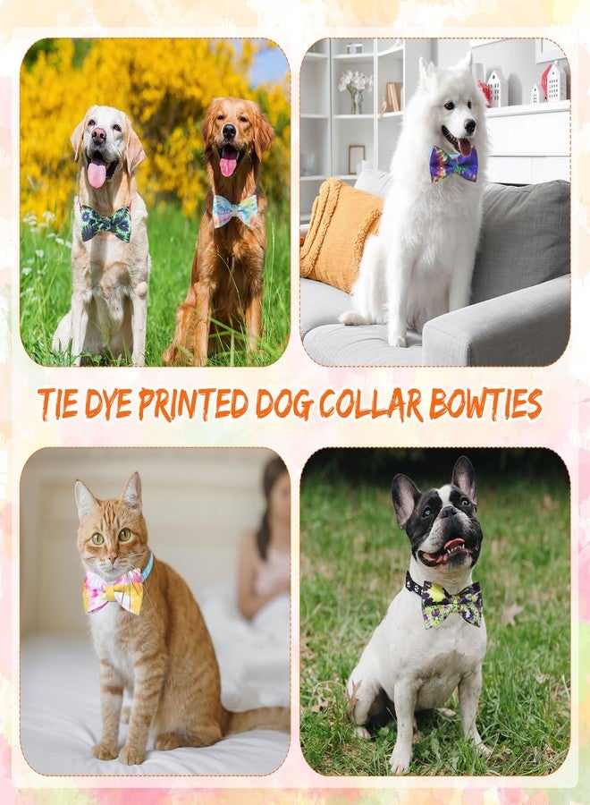 Cosblank 60 Pcs Dog Collar Bow Ties Bulk Dog Grooming Supplies Bowtie Accessories Puppy Bows Detachable Collar Charms for Small Medium Large Cat Pet Costume(Tie Dye) - Image 2